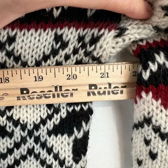 Vintage Alma Men’s Small Oversized Nordic 100% Wool Pullover Sweater 1/4 Zip - Picture 6 of 12